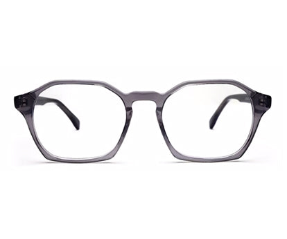 Transparent Grey Hexagon Full Rim Acetate Frame For Men & Women