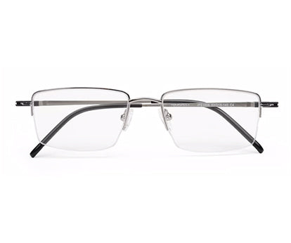 Silver Black Rectangle Half Rim Metal Frame for Men