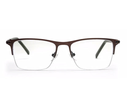 Sage Grey Rectangle Half Rim Frames for Men