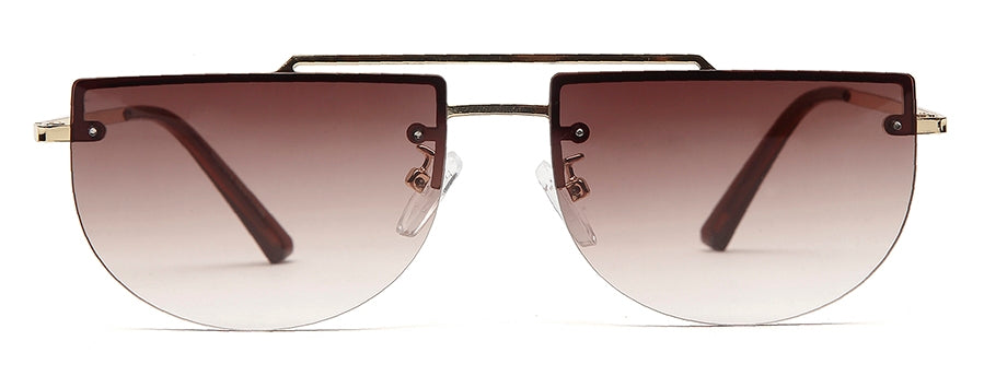 Gradient Brown Half Oval UV Sunglass