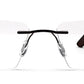 Dark Brown Rectangular Rimless Glasses Frames for Unisex