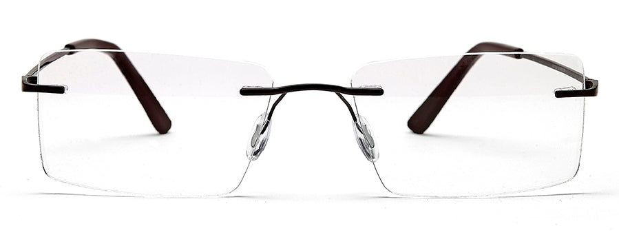 Dark Brown Rectangular Rimless Glasses Frames for Unisex