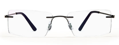 Gun Metal Rectangular Rimless Glasses Frames for Unisex