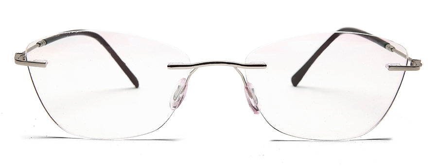 Silver Cateyes Rimless Metal Frame for Women