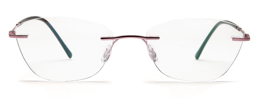 YourSpex Purple Pink Rimless Cat Eye Glasses for Women