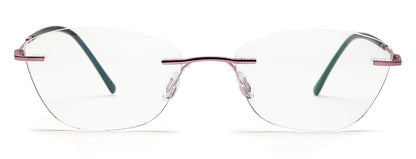YourSpex Purple Pink Rimless Cat Eye Glasses for Women