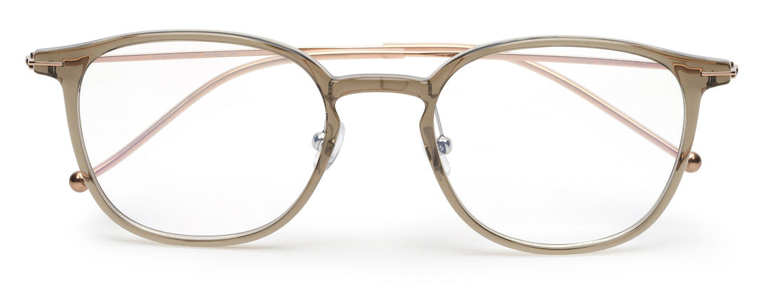 ZENITH TITANIUM ROUND BEIGE GLASSES FOR MEN WITH ROSE GOLD TEMPLE