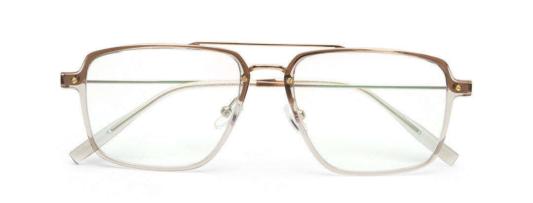 Zenith Titanium  Transparent Gold Rectangle Specs for Men