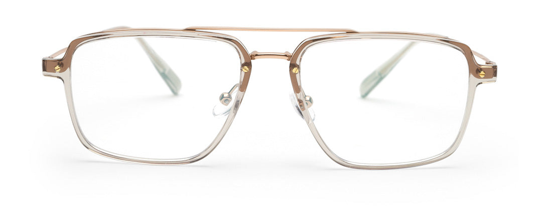 Zenith Titanium  Transparent Gold Rectangle Specs for Men