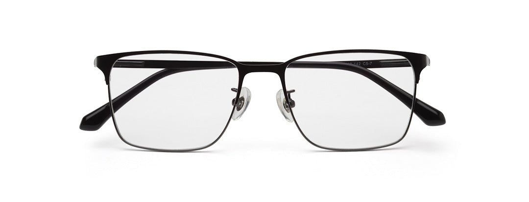 Zenith Titanium Full Rim Rectangle Spectacles with Black Frame