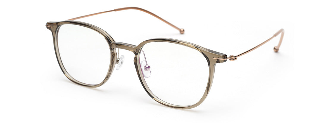 ZENITH TITANIUM ROUND BEIGE GLASSES FOR MEN WITH ROSE GOLD TEMPLE