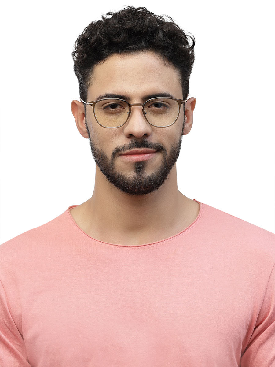 ZENITH TITANIUM ROUND BEIGE GLASSES FOR MEN WITH ROSE GOLD TEMPLE