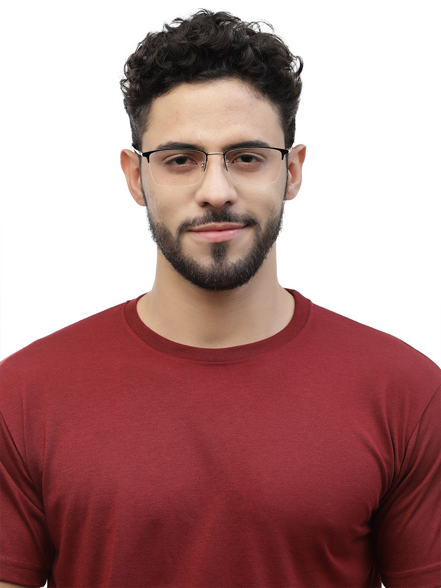 ZENITH TITANIUM GOLDEN BLACK HALF RIM GLASSES FOR MEN