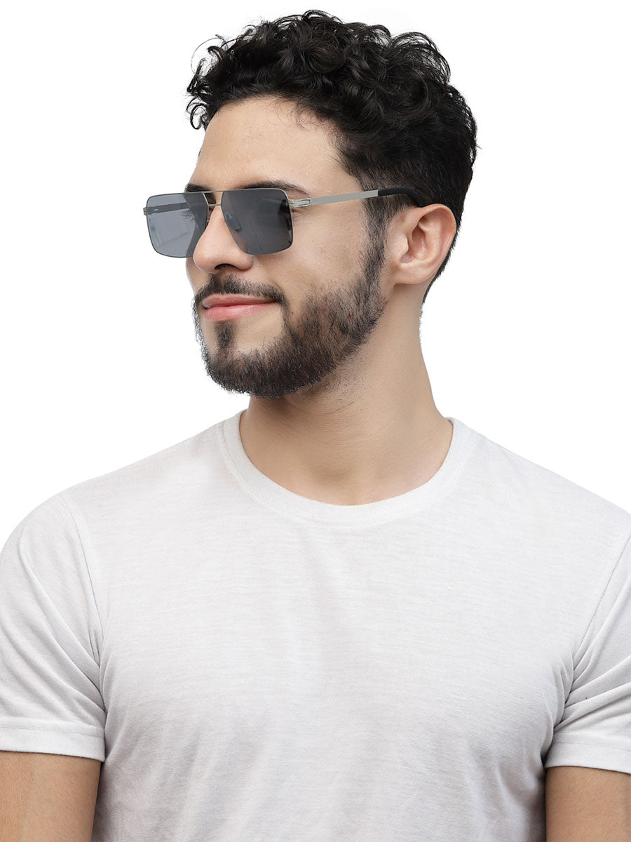 grey goggles Zenith UV400 Titanium Silver Grey Rectangle Polarized Goggles for Men