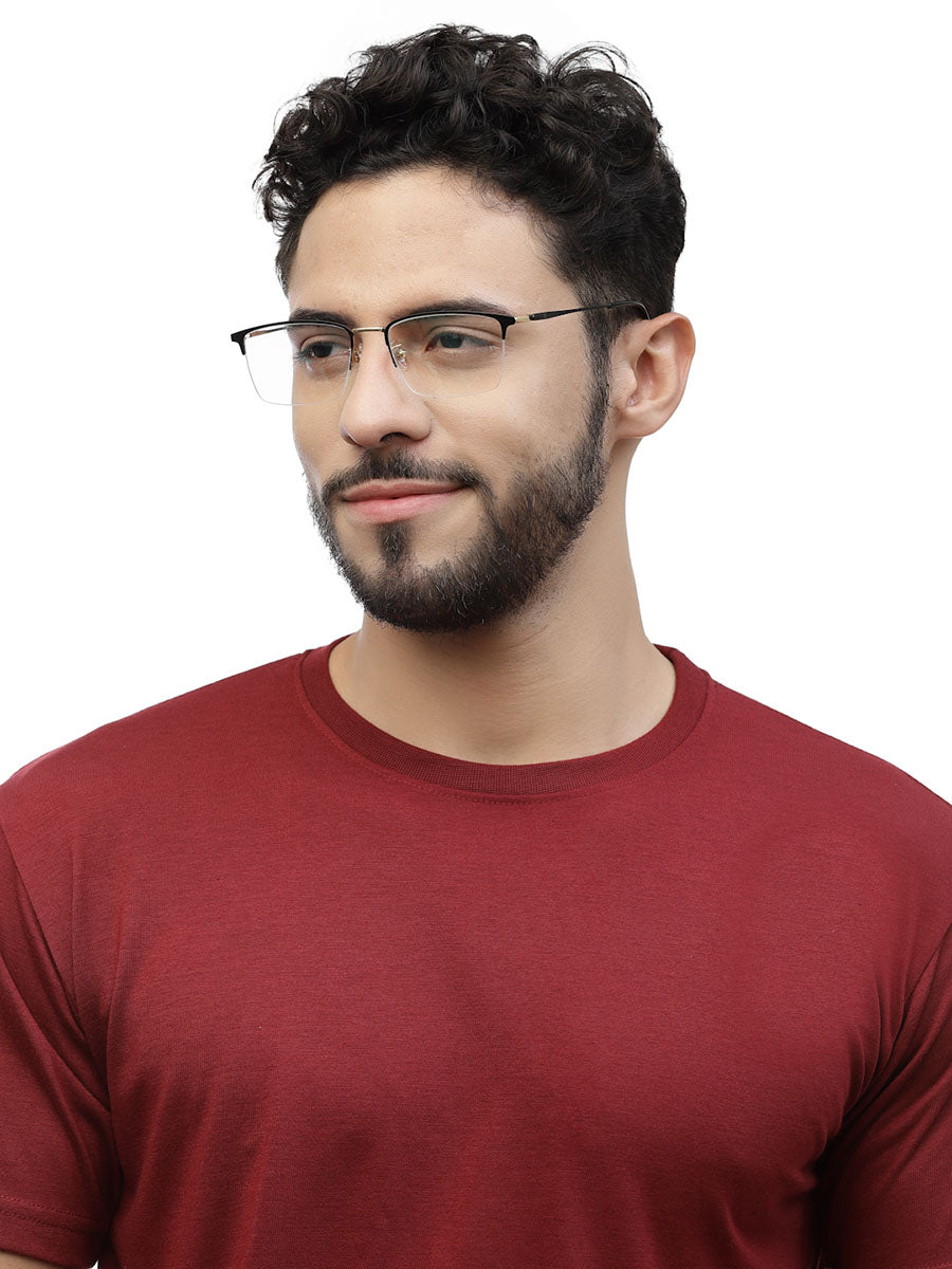 ZENITH TITANIUM GOLDEN BLACK HALF RIM GLASSES FOR MEN