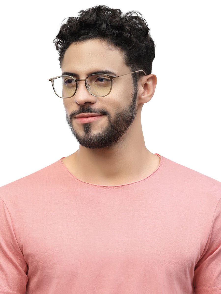 ZENITH TITANIUM ROUND BEIGE GLASSES FOR MEN WITH ROSE GOLD TEMPLE