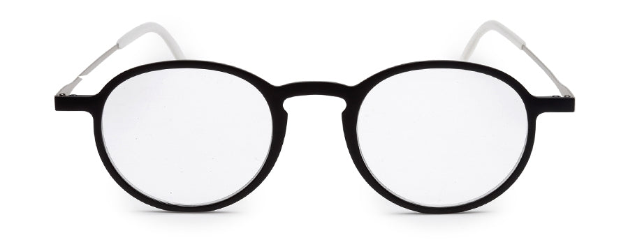 Black Oval Full Rim Metal Frame - Reading Eyeglasses