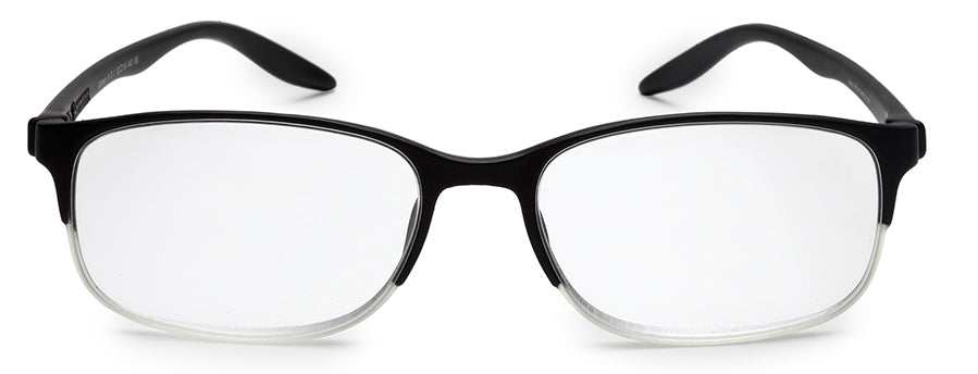 Black Rectangle Half Rim Acetate Frame - Reading Eyeglasses