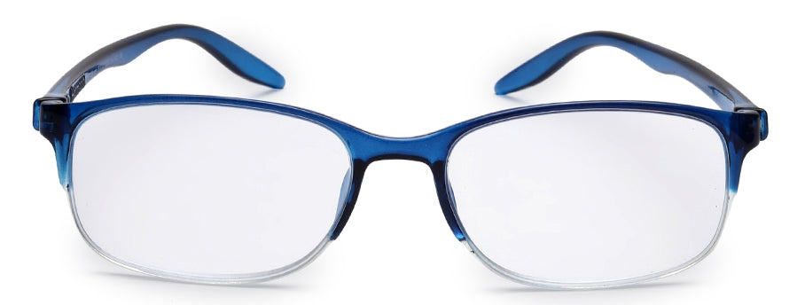 Blue Rectangle Half Rim Acetate Frame - Reading Eyeglasses