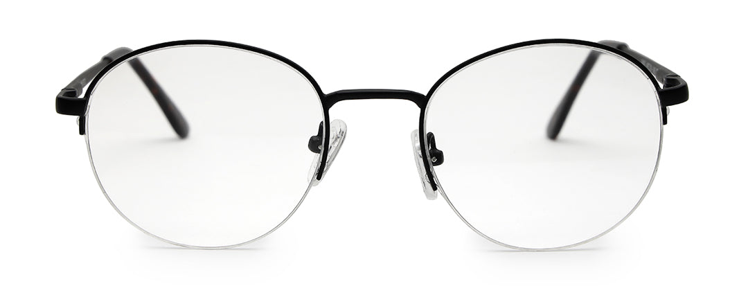 Black Half Rim Round Unisex Sleek Spectacles