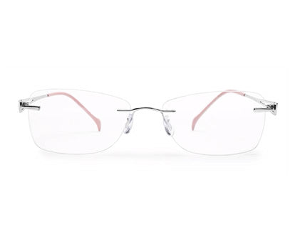 Pink Rectangle Rimless Metal Frame for Women
