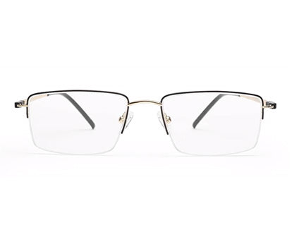 Gold Black Rectangle Half Rim Metal Frame for Men