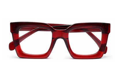 Thick Red Spectacles Frames Square Full Rim Acetate Frame for Men & Women