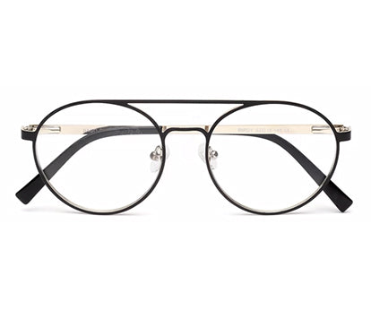 Classic Circular Black Frame with Silver Temple