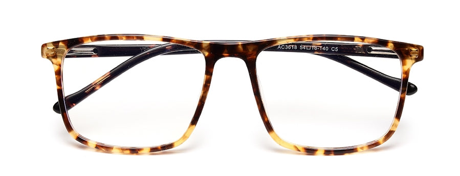 Brown Tortoise Square Shaped Acetate Eyeglasses Frames for Men