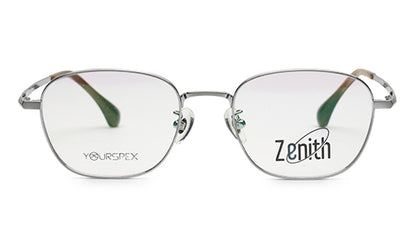 Zenith Titanium Silver Square Spectacles