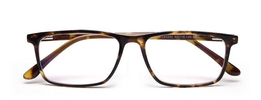 Brown Tortoise Rectangular Acetate Eyeglass Frame for Men