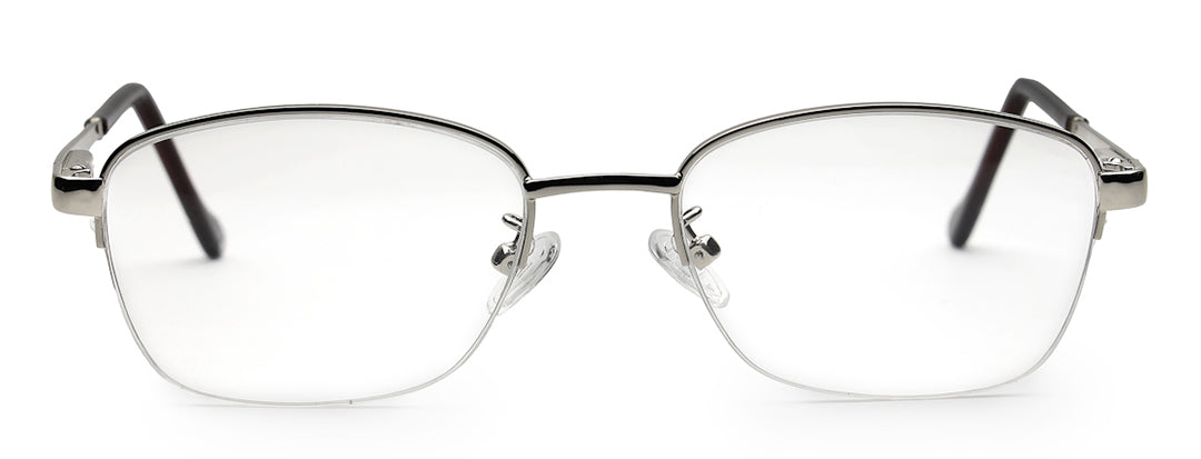Silver Half Rim Square Unisex Sleek Spectacles
