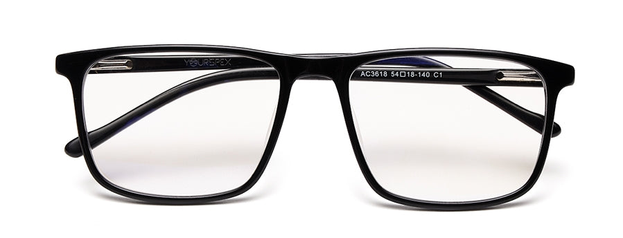 Black Square Shaped Acetate Eyeglasses Frames for Men