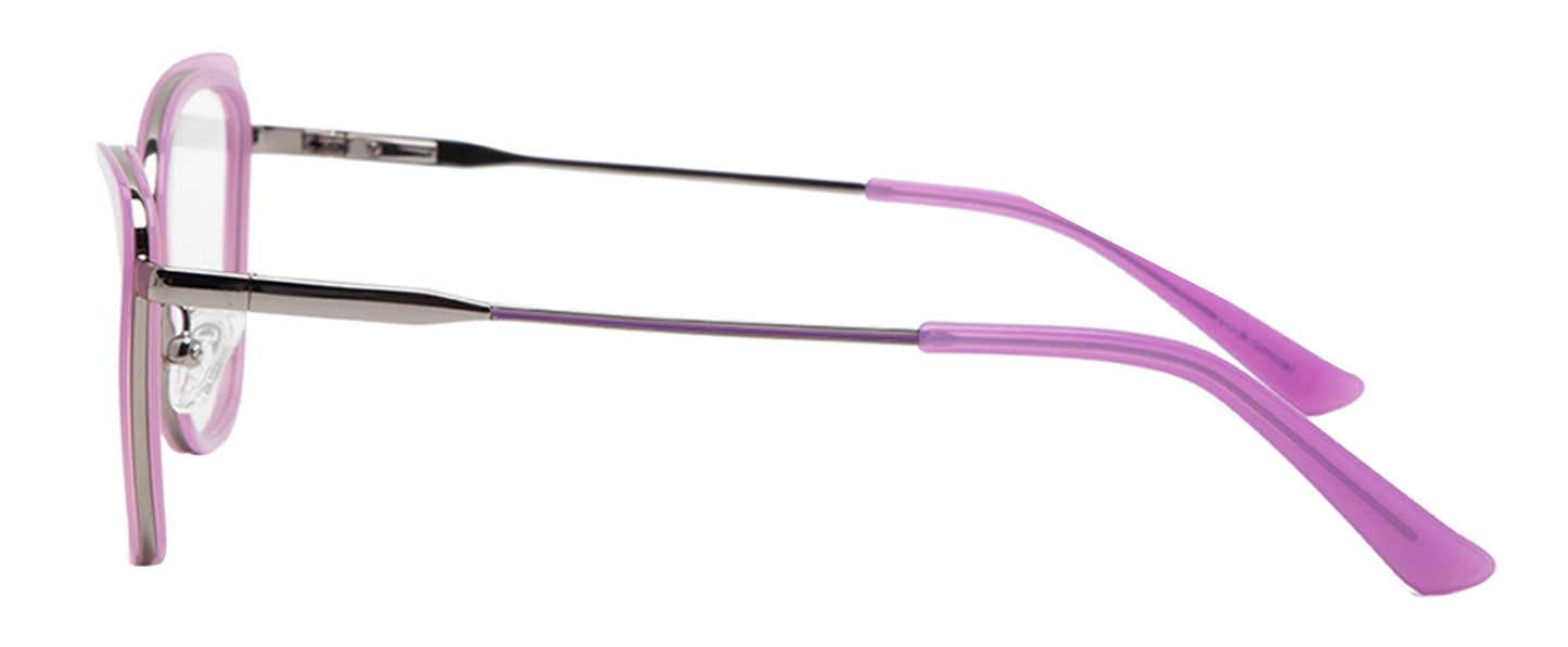 Purple Cateye Style Metal Acetate Women Eyeglasses Frame