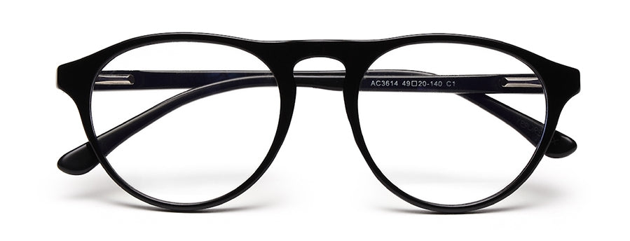 Black MOD Aviator Style Acetate Eyeglasses Frames for Men