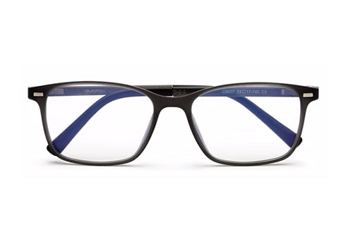 Black Matte Rectangle Clip-On Eyeglasses for Men and Women