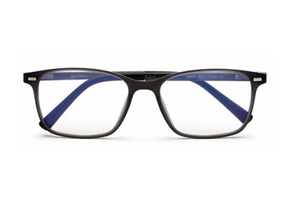 Black Matte Rectangle Clip-On Eyeglasses for Men and Women