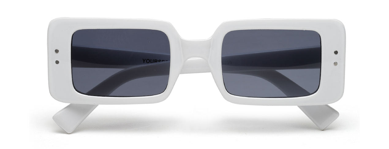 White Rectangular Vintage UV Protected Sunglass for Women