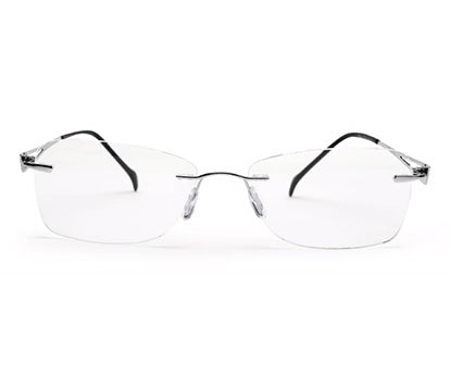 Silver Rectangle Rimless Metal Frame for Men & Women