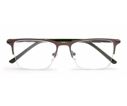 Sage Grey Rectangle Half Rim Frames for Men