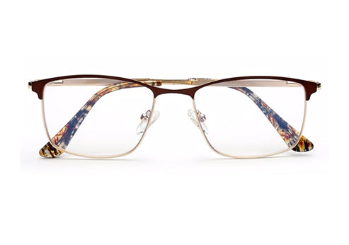 Brown Gold Tort Rectangle Eyeglasses for Men