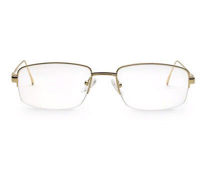Gold Half Rim Rectangle Unisex Sleek Spectacles