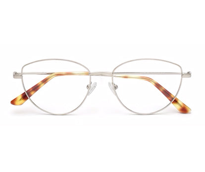 Silver Cat-eye Spectacles with Gold Tort Temples