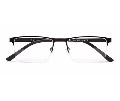 BLACK HALF RIM RECTANGULAR EYEGLASSES FOR MEN