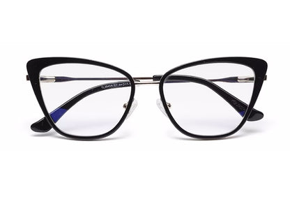 Black Cateye Style Metal Acetate Women Eyeglasses Frame