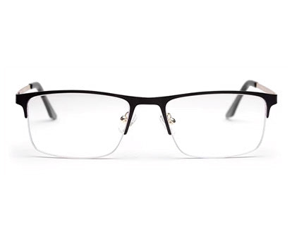 Black Half-Rim Rectangle Eyeglasses for Men