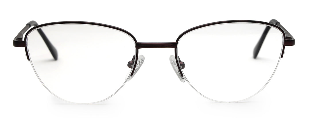 Rust Brown Half Rim Cateye Women Sleek Spectacles