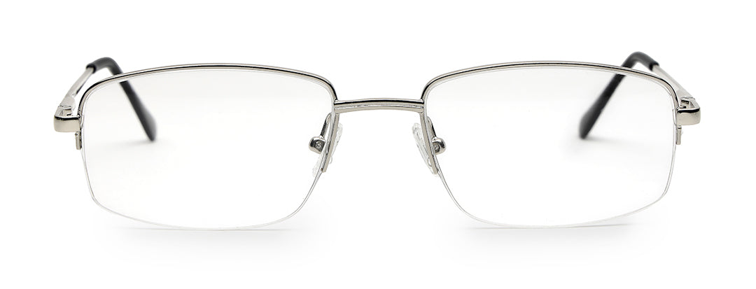 Silver Half Rim Rectangle Unisex Sleek Spectacles
