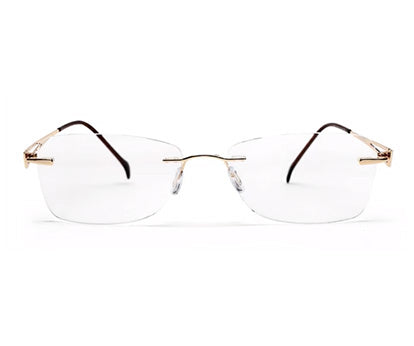 Brown Rectangle Rimless Metal Frame for Men & Women