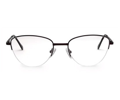 Rust Brown Half Rim Cateye Women Sleek Spectacles
